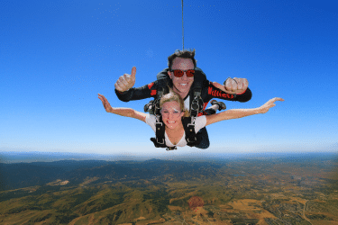 Tandem skydive — instructor and student in freefall